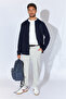 Double-Sided Zippered Two-Color Cardigan - Navy Blue |   Mew515230-01 - 2