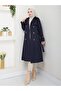 Women's Lined Trench Coat with Button Detail on the Back - 8