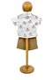 Muslin Patterned White Shirt, Cream Vest, Brown Bow Tie and Shorts 4-Piece Baby Boy & Kids Set - 4