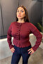 Burgundy Knit Cardigan with Drawstring Detail - 3