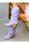 Terry Lila Dana Suet 6 cm Heel Dallas Ruffled Boots - 6