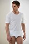 132 Men's Combed Cotton Ribbed Half Sleeve Crew Neck Undershirt-White