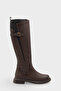 Women's Belt Buckle Side Zipper Casual Boots Elena Brown - 4
