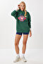Hooded Printed Oversize Ribbed Knitted Sweatshirt Lqb0001 Emerald Green