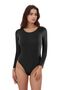 Women's Cotton Lycra Combed Cotton Long Sleeve 2-Piece Snap-On Bodysuit Q6K1K8T3Ka - 3