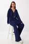 Coat Collar Two-Piece Knit Set LFZ0018 NAVY BLUE - 3