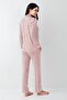 Women's Striped Front Button Pajamas Set, 50% Modal 50% Cotton Shirt Pajamas Set - 4