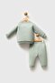 Baby Boy Round Neck Two Thread Fabric Long Sleeve Top and Bottom Set - 4