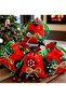 Christmas Themed Heart, Deer and Snowflake Fabric Gift Bag – Red Green 12X17 cm - 6