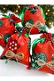 Christmas Themed Heart, Deer and Snowflake Fabric Gift Bag – Red Green 12X17 cm - 5