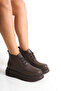 Skin High Sole Lace-Up Women's Short Bitter Brown Boots Bootie - 8