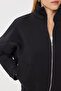 Zippered Ribbed Knitted Sweatshirt Lzv0029 Black - 4