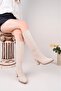 Women's Beige Suede Classic Heel Boots - 2