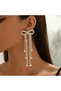 Paris Hanging Silver Color Ribbon Figured Stone Detailed Evening Dress Women's Earrings (Pair) - 2