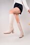 Women's Beige Suede Classic Heel Boots