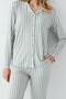 Women's Light Green Shirt Pajamas Set, Striped, 50% Cotton 50% Modal - 3