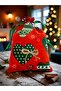 Christmas Themed Heart, Deer and Snowflake Fabric Gift Bag – Red Green 17X25 cm - 3