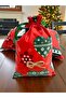 Christmas Themed Heart, Deer and Snowflake Fabric Gift Bag – Red Green 17X25 cm - 2