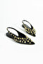 Aurora Women's Gold Detailed Pointed Toe Open Back Ballerinas - 8