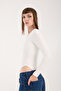Women's Square Neck Long Sleeve Snap Button/Zibin Body Suit - 8