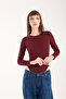 Women's Circular Neck Long Sleeve Snap Button/Zibin Body Suit - 2