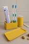 3 Piece Concrete Bathroom Set – Toothbrush Holder, Cotton Swab Box and 15X10 cm Tray |   Minimalist Design - 2