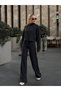 Yumoş Knitwear Woven Mock Neck Piece Anthracite Colored Double Suit - 3