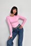 Finger-Through Modal Fabric Long Sleeve Crew Neck Stretchy Women's Bodysuit - 5