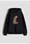 Leopard Printed Women's Men's Children's Black Hooded Sweatshirt Hoodie