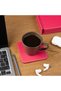 Coasters, Set of 6, Desktop Square Cup Coaster, Vegan Faux Leather, 11X11 Cm., Fuchsia - 6