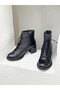 25K-215-R1234 Lace-Up Detail Genuine Leather 6cm Thick Heel Boots for Women - 4