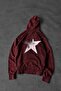 Men's Burgundy Star Special Washed Oversize Hooded Sweatshirt - 3
