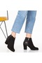 Starly Black Luxury Suede Back Detailed Heeled Boots Bottie - 2