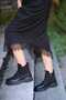 3524 Real Leather Serrated Non-Slip Thermo Rubber Sole Thick Heeled Zippered Women's Boots - 3