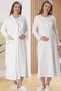 Women's Ecru Special Design Maternity Nightgown with Dressing Gown Set of 2 - 3