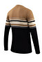 Men's Crew Neck Camel Sweater Knitwear Colorful Stripe Pattern Classic Fit - 5246C - 7