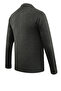 Men's Polo Neck Anthracite Sweater with Pockets Pattern Steel Knit Classic Fit - 5203F - 4