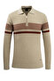 Men's Zippered Polo Neck Beige Sweater Knitwear Embossed Knit Pattern Classic Fit - 5241F - 2