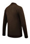 Men's Polo Neck Brown Sweater with Pockets, Pique Pattern, Steel Knit, Classic Fit - 5214F - 4