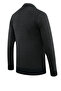 Men's Polo Neck Navy Blue Sweater with Pockets Patterned Steel Knit Classic Fit - 5208F - 4