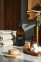 Bathroom Organizer Set with Wooden Stand, Baby Oil Bottle with Black Labels - 5