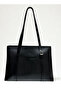 Women's Zippered Black Shoulder and Shoulder Bag - 2