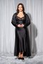 Lace Black Plus Size Long Nightgown Dressing Gown Set