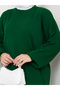 Women's Hijab Bottom Top Knitwear Set Ribbed Stand Collar Patterned Balloon Sleeve Green - 7