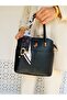 Black 5-Compartment Women's Scarf Bag with Accessories and Hand and Shoulder Straps - 3