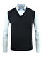 Men's V-Neck Navy Blue Sweater Knitwear Solid Color Steel Knit Classic Fit - 5200H
