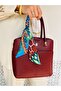 Burgundy 5-Compartment Women's Scarf Bag with Accessories and Hand and Shoulder Straps - 6