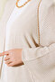Women's Beige Bat Sleeve Oversize Knit Cardigan - 2