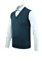 Men's V-Neck Petrol Sweater Knitwear Solid Color Steel Knit Classic Fit - 5200H - 2