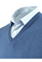 Men's V-Neck Blue Sweater Knitwear Solid Color Steel Knit Classic Fit - 5200H - 3